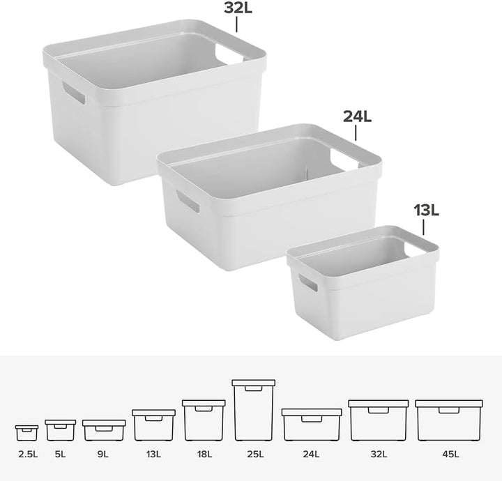 Sunware Aufbewahrungsbox Kunststoff 32L - 44,5x34,5x24,3cm - Kunststoff Aufbewahrungskorb mit Griffe