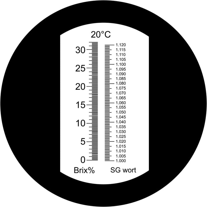 Refraktometer Bier Würze Refraktometer, Dual-Skala - SG 1,000–1,120 und Brix 0–32% für Bierwürze SG