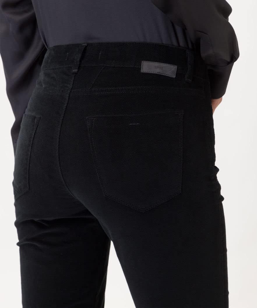 BRAX Damen Style Shakira S Structure Velvet Hose 26W / 34L Schwarz (Black 02), 26W / 34L Schwarz (Bl