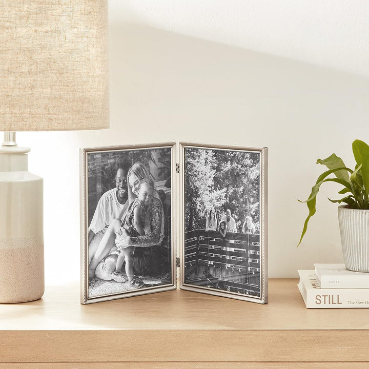 Lawrence Frames Doppel-Bilderrahmen, 20,3 x 25,4 cm, Antik-Zinn-Design zinnfarben 8x10 Double, zinnf