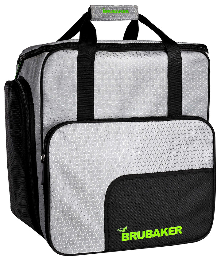 BRUBAKER SuperTec Skischuhtasche Helmtasche Rucksack mit Schuhfach - Silber Grün