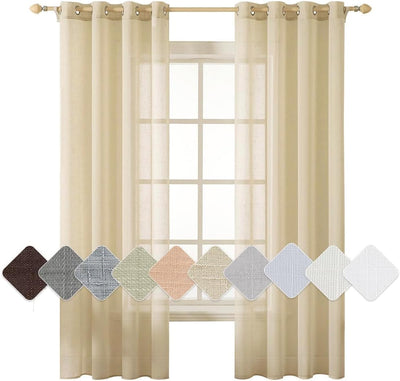 MIULEE 2er Set Voile Vorhang Sheer Leinenvorhang mit Ösen Transparente Leinen Optik Gardine Ösenscha