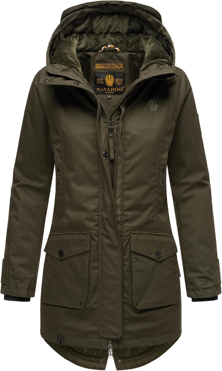 Navahoo Damen Übergangsjacke warmer Kurzmantel Regenjacke wasserdicht mit Kapuze Brinjaa XS-XXL XS D