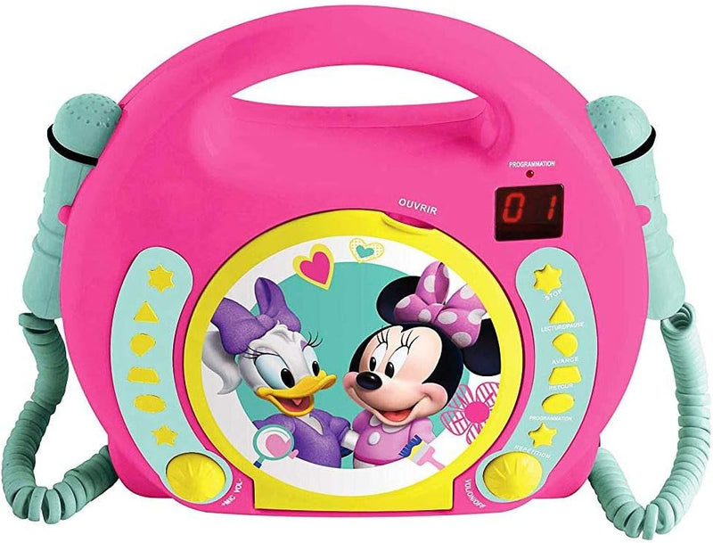 Lexibook Disney Junior Minnie Maus, CD-Player mit 2 Spielzeug-Mikrophonen, Kopfhöreranschluss, Batte