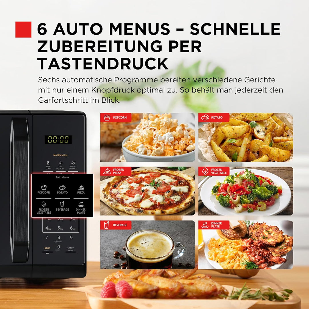 TOSHIBA Mikrowelle in spiegelndem Schwarz, 20 Liter, 800W, digitale Solo-Klein Mikrowelle mit 11 Lei