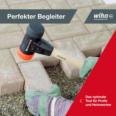 Wiha Schonhammer Safety mittelweich und hart (26612) I Gummihammer mit hochwertigem Hickory Holzstie