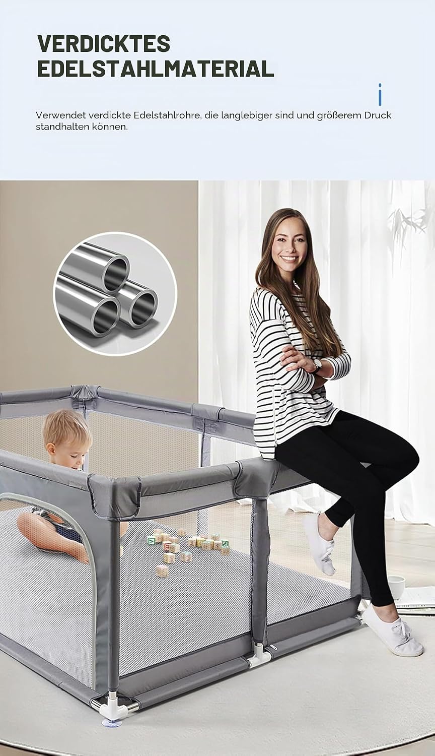 Laufstall Baby, Laufstall Faltbar für Drinnen, Grosser Laufgitter Baby, Kinderaktivitätszentrum Spie