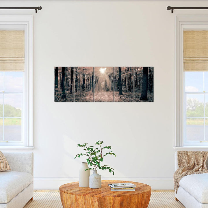 Runa Art Bild Wald Landschaft Wandbilder auf Vlies Leinwand 5 Teilig Wanddekoration Schlafzimmer Woh