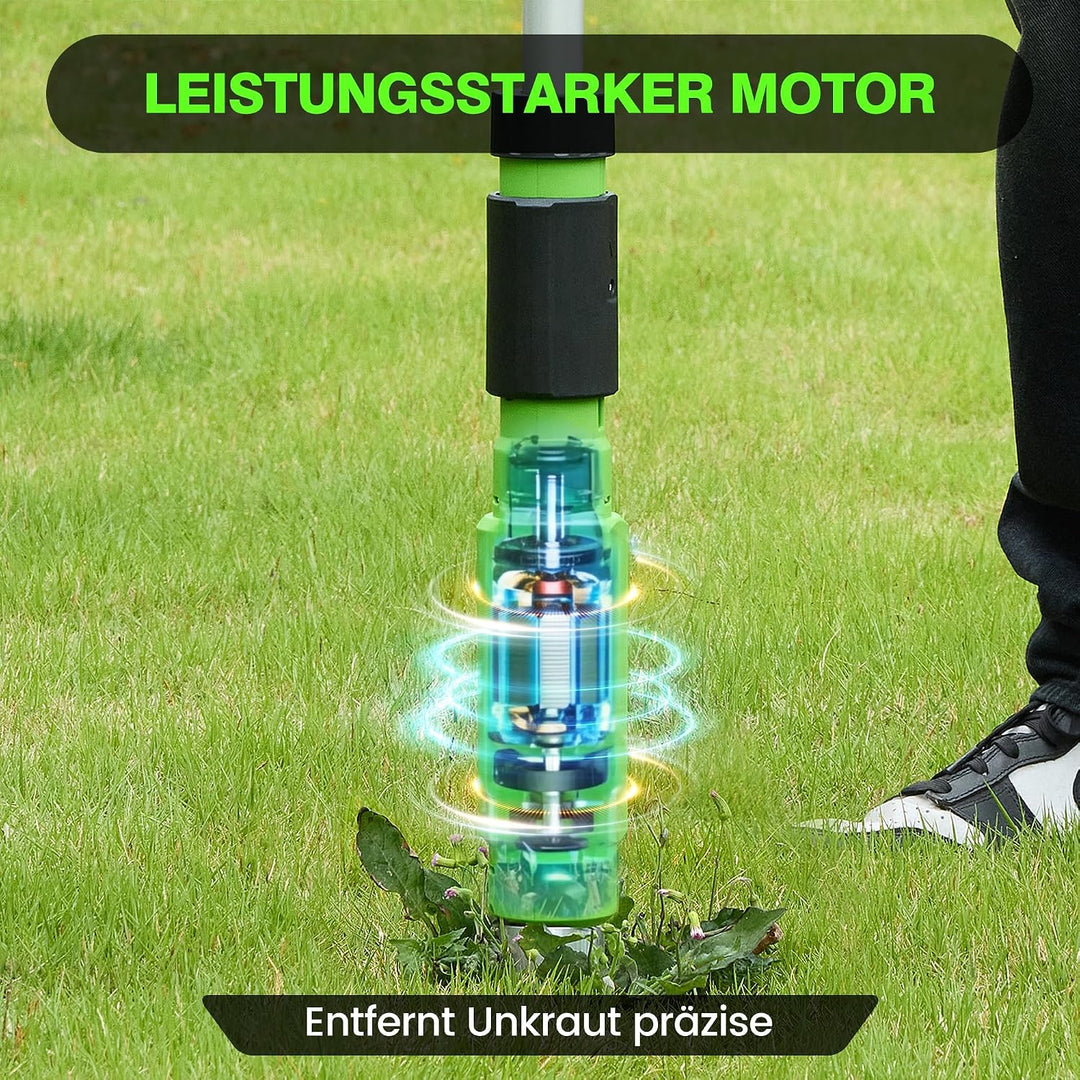 Elektrischer Unkrautstecher, 21V Akku Stand-Up Unkrautentferner Löwenzahnstecher, verstellbarer Grif