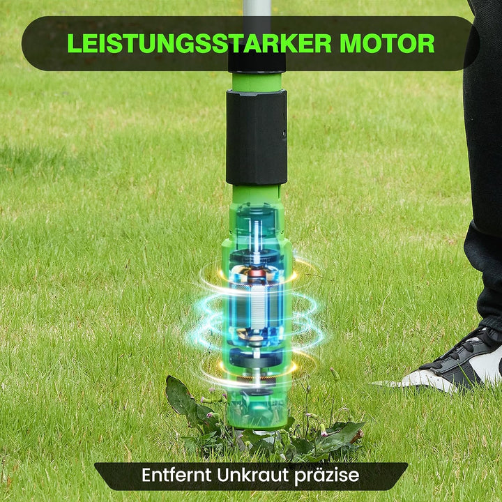 Elektrischer Unkrautstecher, 21V Akku Stand-Up Unkrautentferner Löwenzahnstecher, verstellbarer Grif