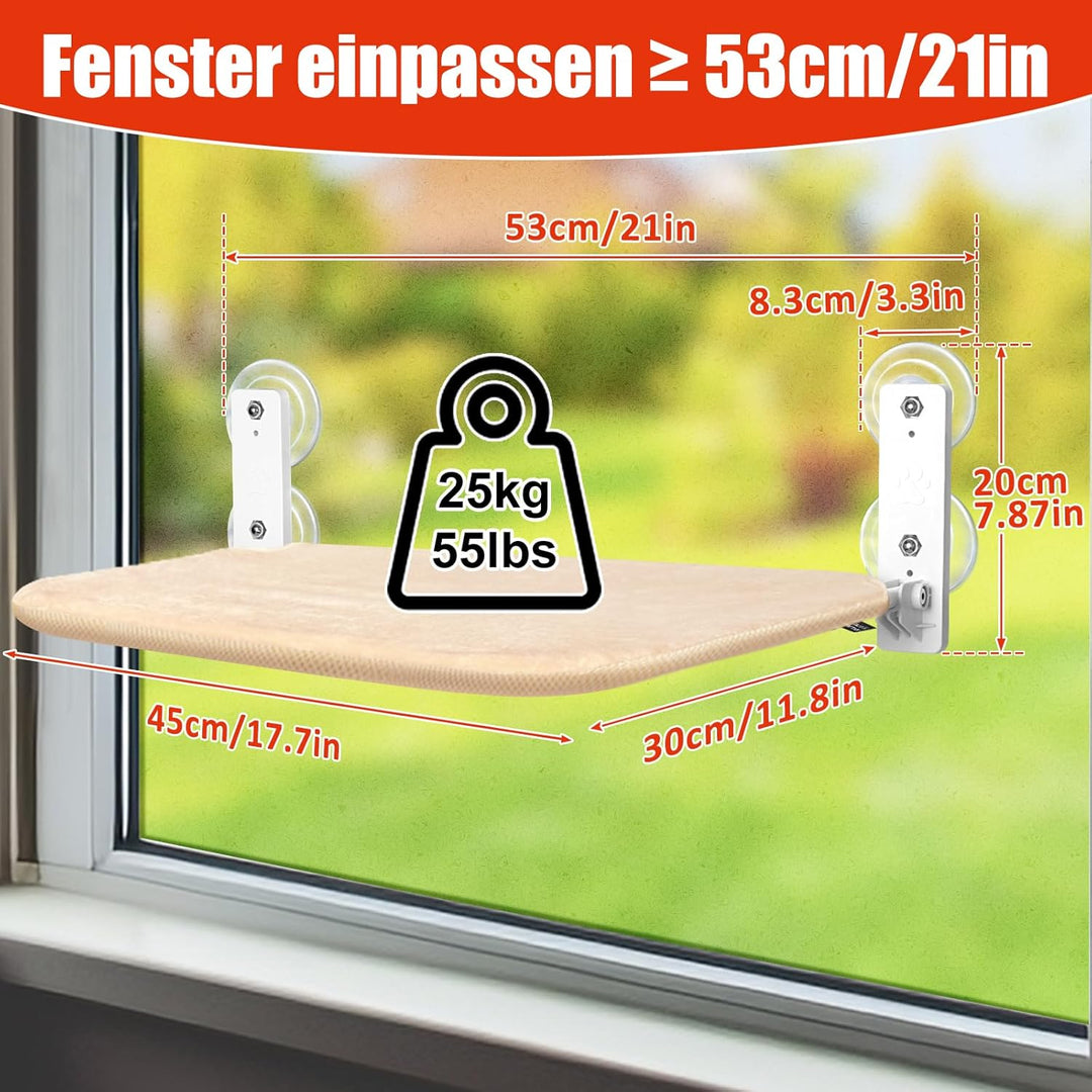 GUUSII HOME Fensterliege für Katzen Hängematte Fensterplätze Katzenbett Fenster Faltbare Katzenhänge