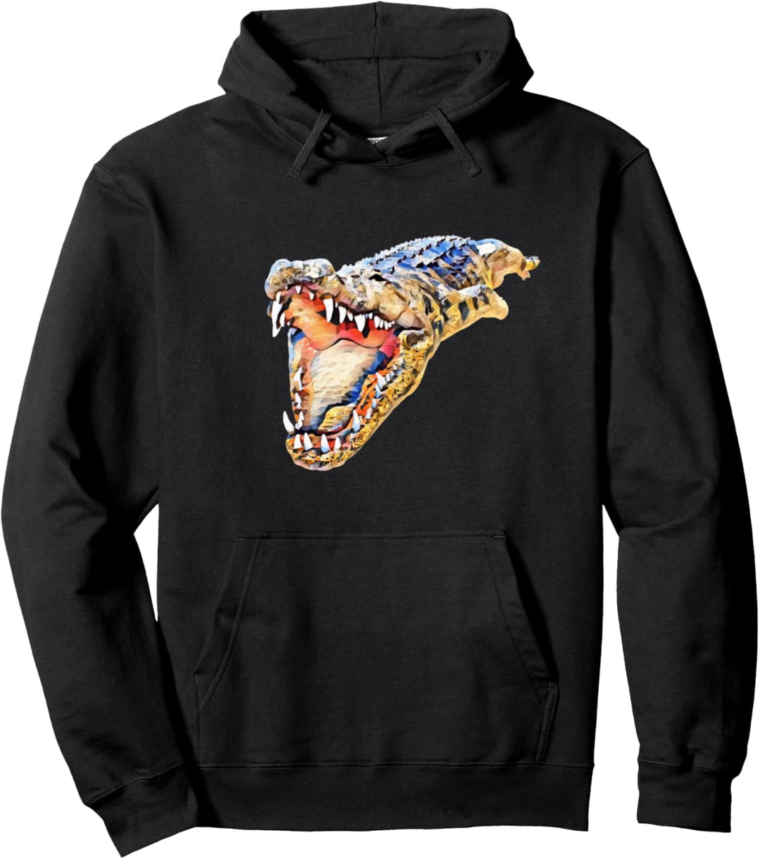 Krokodil Alligator Motiv Reptilien Echse Raubtiere Krokodile Pullover Hoodie