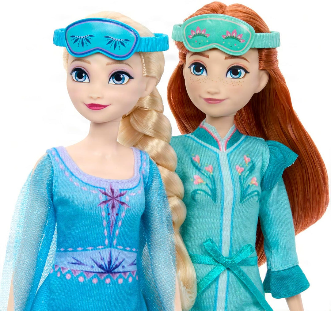 Mattel Disney Die Eiskönigin Spielzeug, Anna- und ELSA-Modepuppen mit Schlafoutfits und Hausschuhen,