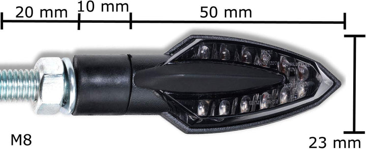 Germany Motorsports LED Mini Micro Motorrad Blinker Sliver Vinci Schwarz smoke getönt vorn hinten E-