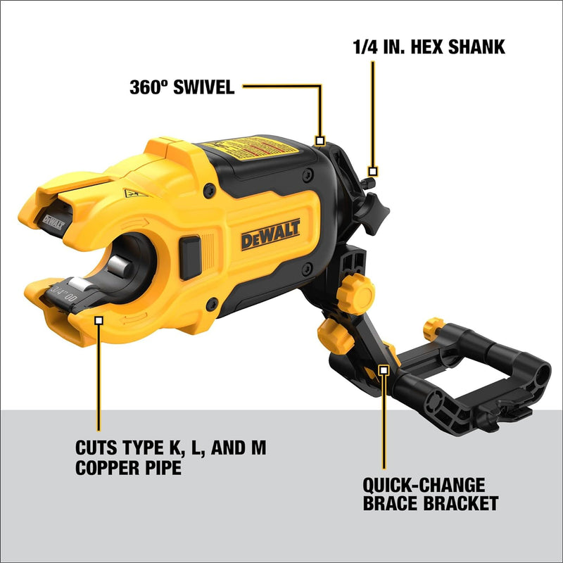 DEWALT Impact Connect Kupferrohrschneider mit Strebenhalterung (DWACPRIR), Kupferrohrschneider