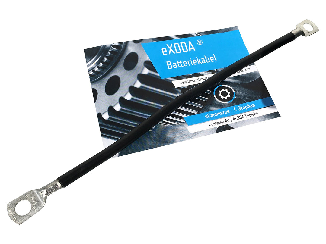 eXODA Batteriekabel 70 mm² 50cm mit M10 Kabelschuhen Schwarz für Auto Boot Motorrad hochflexibel hit