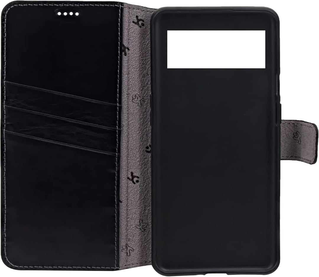 Suncase Book-Style Hülle kompatibel mit Google Pixel 7 5G Leder Tasche (Slim-Fit) Lederhülle Handyta