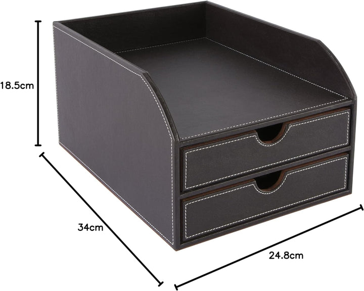 Osco Faux Leather 2 Tier Sorter with Letter Tray - Brown Single, Single