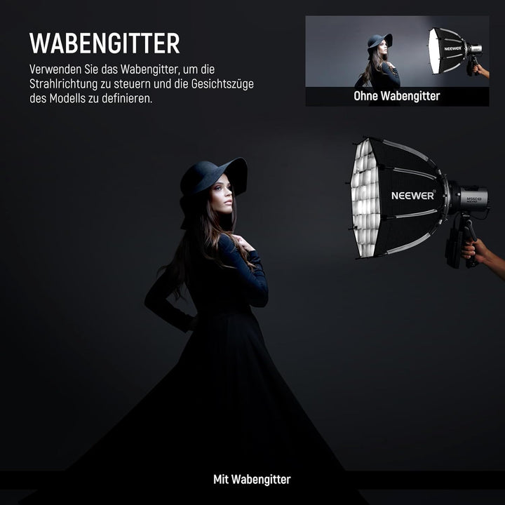 NEEWER 45cm Octagon Softbox Bowens Halterung, Schnellverschluss Achteckige Softbox, Diffusoren/Waben