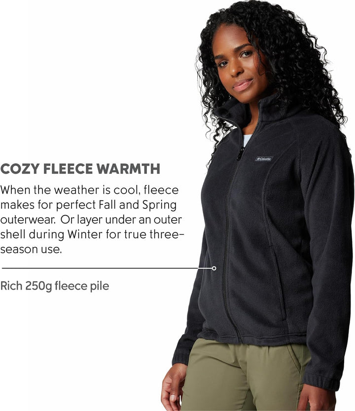 Columbia Benton Springs Damen-Fleecejacke mit durchgehendem Reissverschluss XS Petite Schwarz, XS Pe