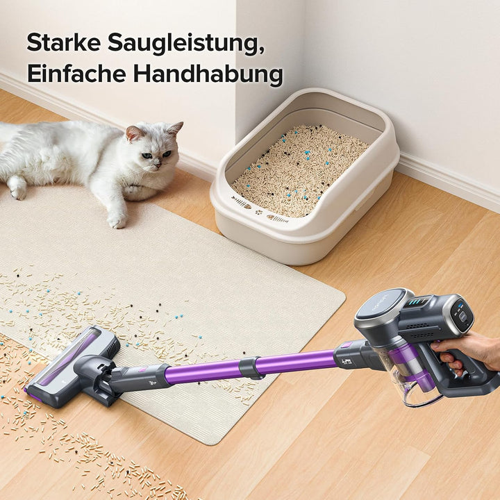 Lubluelu Leistungsstarker Akku Stabstaubsauger – 50 Min. Laufzeit, Anti-Tangle-Bürste, 2 Filter, Ide