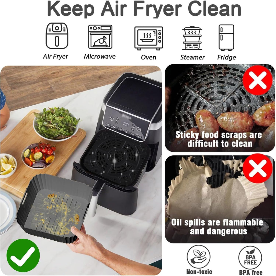 Silikonform für Heissluftfritteuse 19-23CM, Air Fryer Zubehör Silikon Einsatz anstelle Backpapier, H