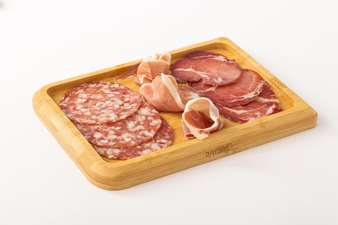 Lavastein Steak-BBQ Servierbrett Set,Hot Stone Steingrill Set aus Bambusbrett Lavastone,Grillen auf