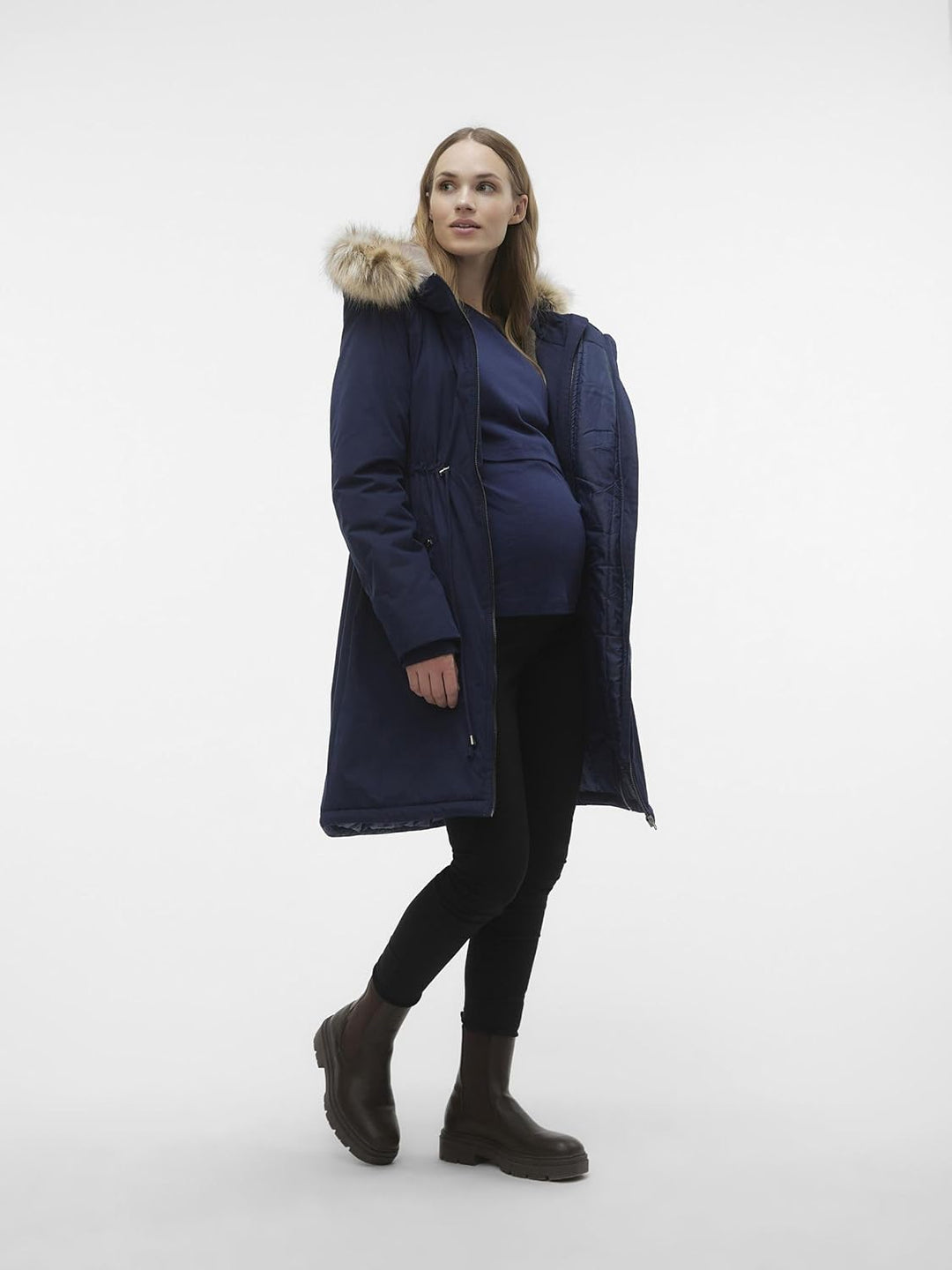 MAMALICIOUS Female Jacke Umstands-Mantel M Blau, M Blau