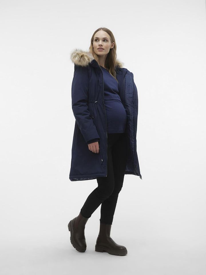 MAMALICIOUS Female Jacke Umstands-Mantel M Blau, M Blau