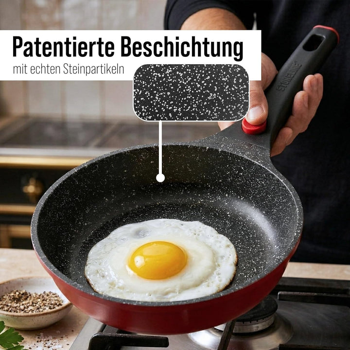 Stoneline Imagination PLUS Topf und Pfannenset, 8-teilig, mit Deckel und abnehmbarem Griff, Induktio