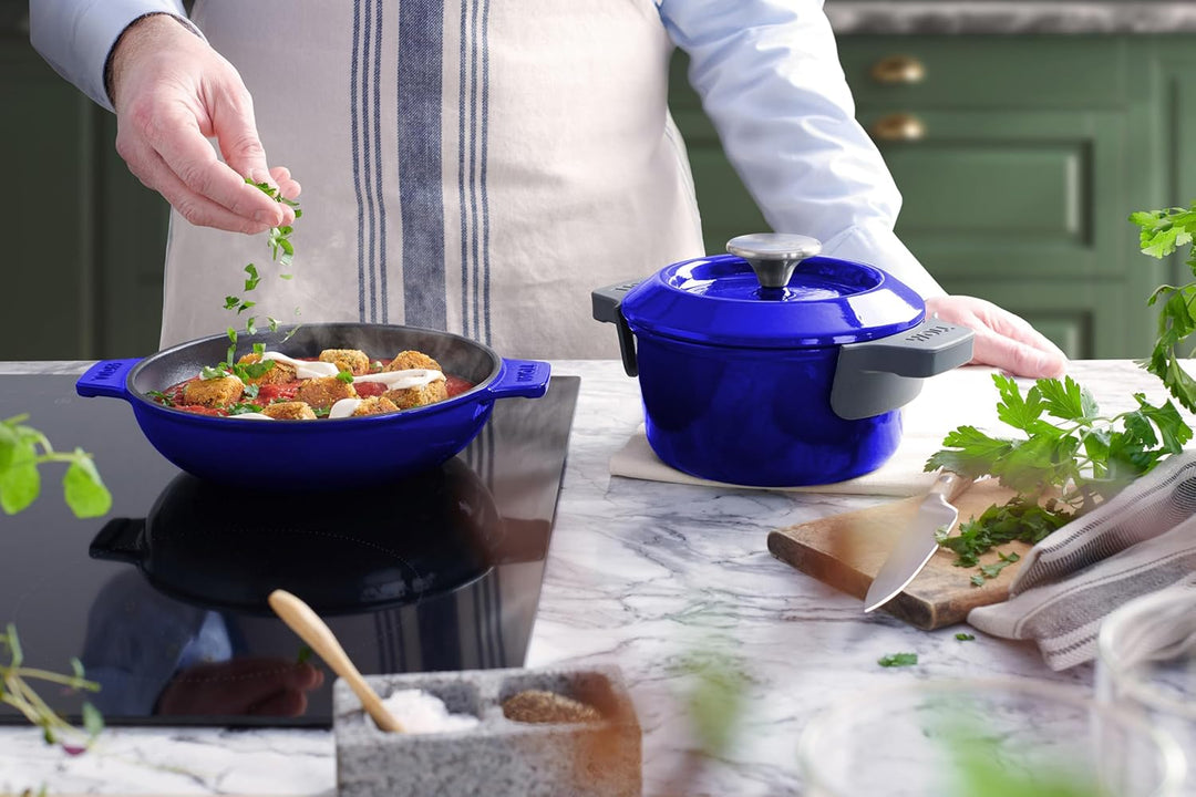 Woll Iron Gusstopf mit Deckel und Silikongriffen - Induktiv -, Ø 16 cm, 8 cm hoch, 1,3l - Geeignet f