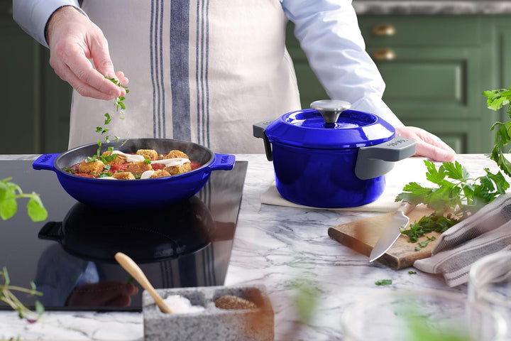 Woll Iron Gusstopf mit Deckel und Silikongriffen - Induktiv -, Ø 16 cm, 8 cm hoch, 1,3l - Geeignet f