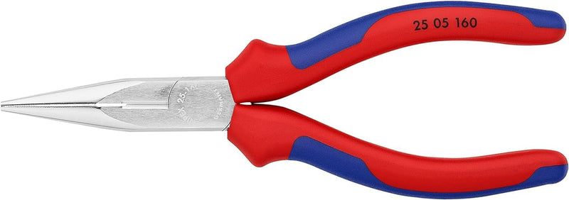 Knipex Flachrundzange mit Schneide (Radiozange) verchromt, mit Mehrkomponenten-Hüllen 160 mm 25 05 1