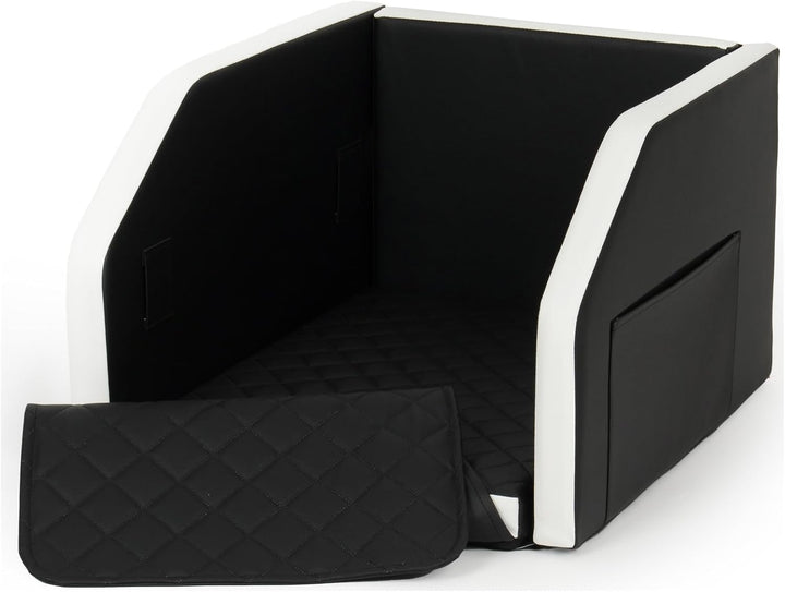 Velinda Autohundebett Hunde-Autositz Hundebett f. Rückbank Hundesitz Modulbett 55x70 cm (Farbe: schw