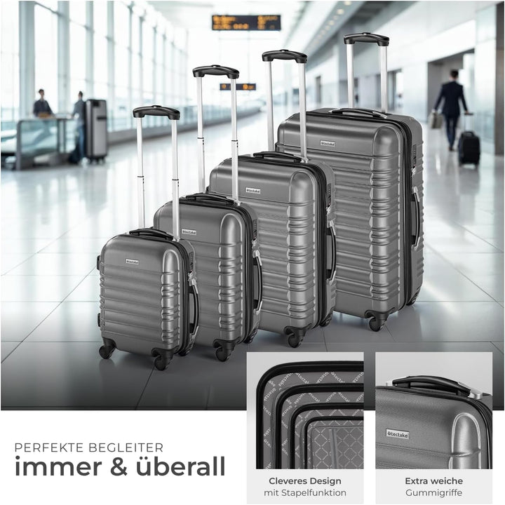 tectake® 4 TLG Reisekoffer Set, TSA Zahlenschloss, Hartschalenkoffer Set, Trolley Kofferset, ABS Har