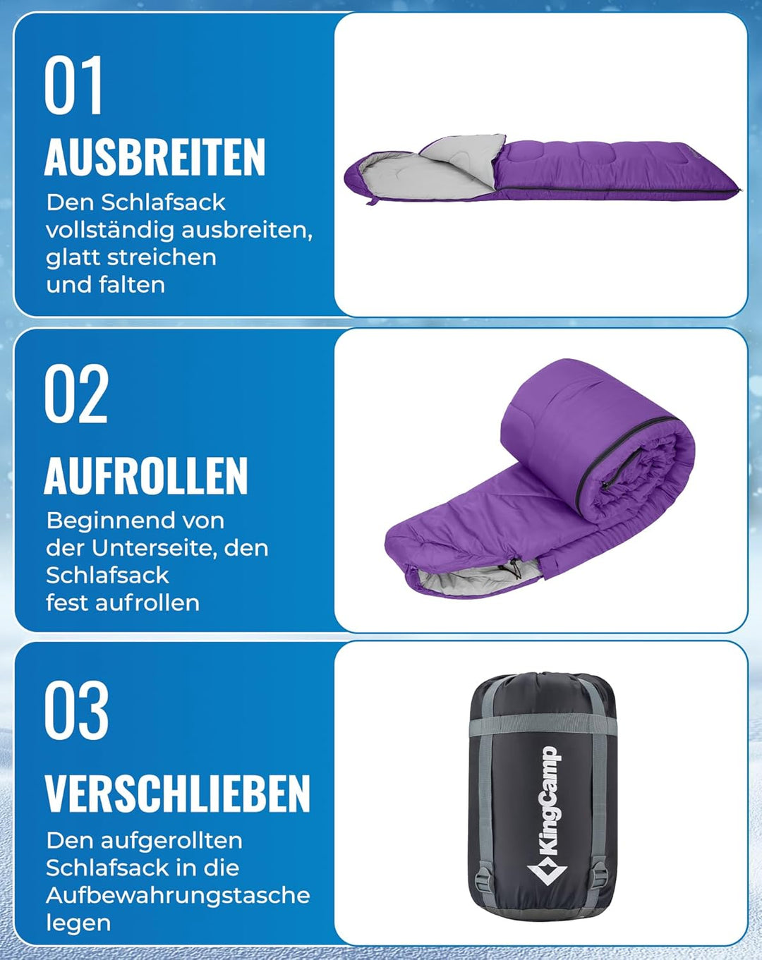 KingCamp Schlafsack für Erwachsene, kaltes Wetter &amp; warm, XL, grosse und hohe Flanell-Schlafsäcke mi