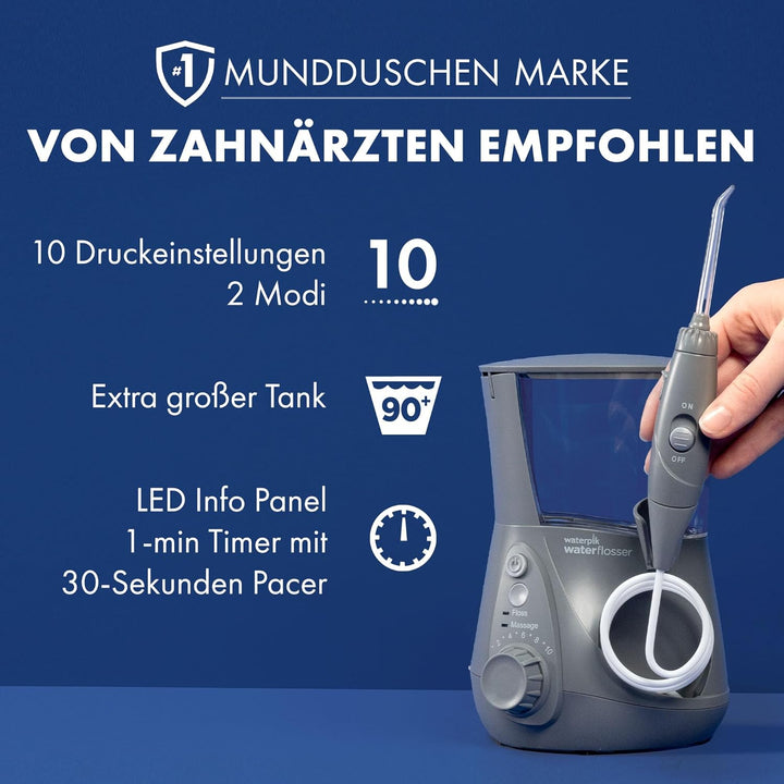 Waterpik Ultra Professional Waterflosser feststehende Munddusche mit 7 Aufsätzen, Druckbereich von 0