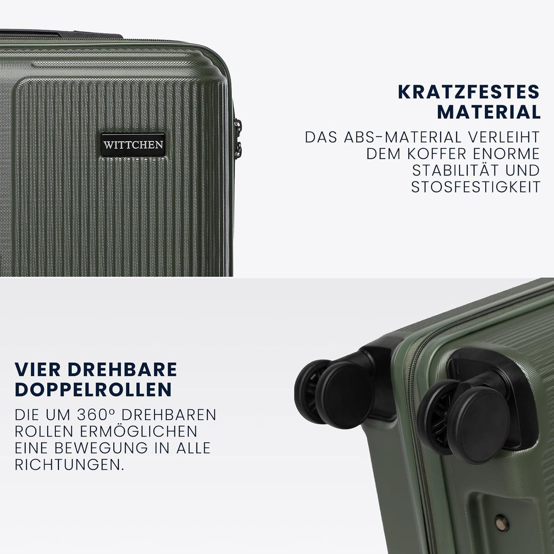 WITTCHEN Stripes Line Kofferset mit Kosmetiktasche Reisekoffer Hartschalenkoffer ABS 4 Doppelrollen