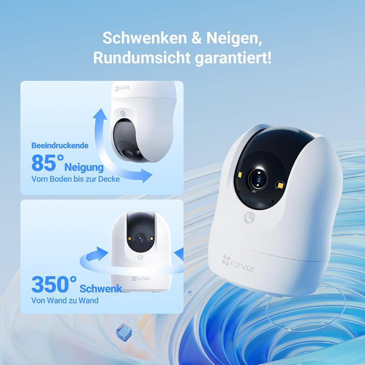 EZVIZ C6N G1 4K 8MP Überwachungskamera Innen, 2,4/5 GHz WLAN Baby Kamera, 360° PTZ, Auto-Zoom-Track,