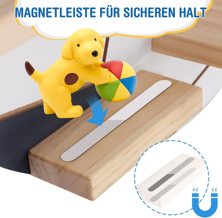 Todeco Tonie-Regal für Toniebox Hörfiguren, Magnetische Aufbewahrung für 20-25 Tonie, Wandregal Kind