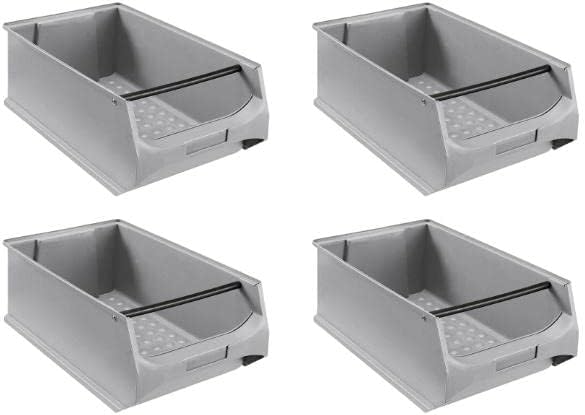 SuperSparSet 4x Graue Sichtlagerbox 5.1 mit Griffstange | HxBxT 20x30x50cm | 21,8 Liter | Sichtlager