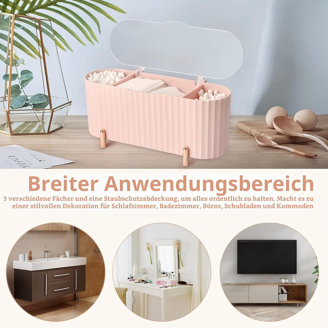 Make Up Kosmetik Organizer, Wattepads Aufbewahrung mit Deckeln, Wattestäbchen Behälter Lidschattenpi