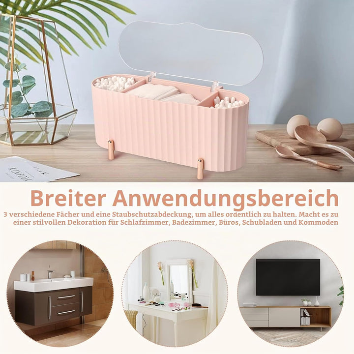 Make Up Kosmetik Organizer, Wattepads Aufbewahrung mit Deckeln, Wattestäbchen Behälter Lidschattenpi