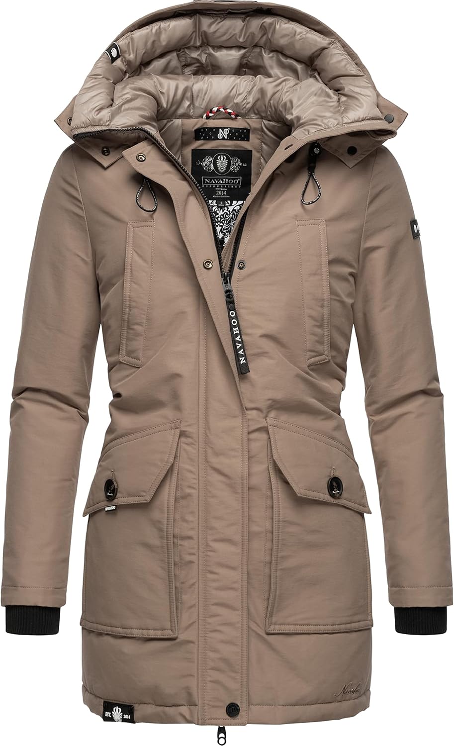 Navahoo Damen Warmer Winter Kurzmantel Blizzardstorm XS-3XL XS Taupe Grey, XS Taupe Grey