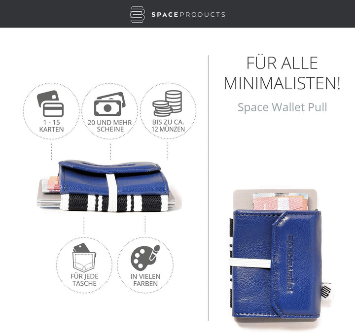 Space Wallet Space Products ® Mini Geldbörse für Frauen & Männer I Sehr kleines Echtleder Wallet/Por