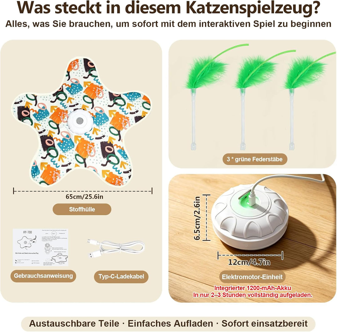 Nepfaivy Interaktives Katzenspielzeug Selbstbeschäftigung für Wohnungskatze | Katzen Spielzeug Elekt
