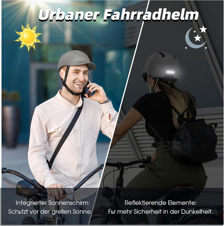 Shinmax Fahrradhelm für Damen und Herren, Einstellbarer Helm mit Visier & Sonnenschutz, Leicht & Bel