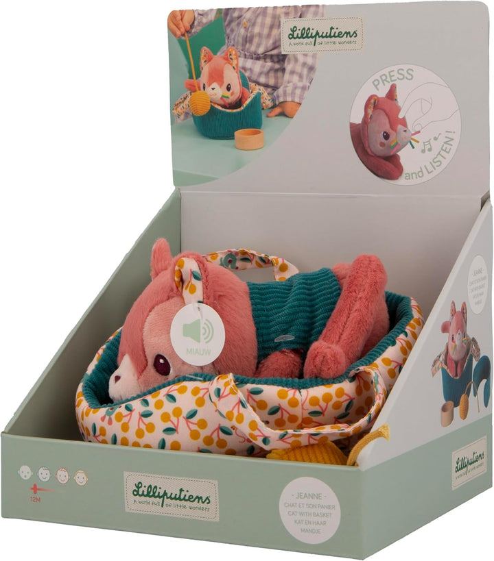 Lilliputiens - Plüschtier Jeanne, die Katze und Ihr Korb - Kuscheltier Katze mit Korb und Zubehör -