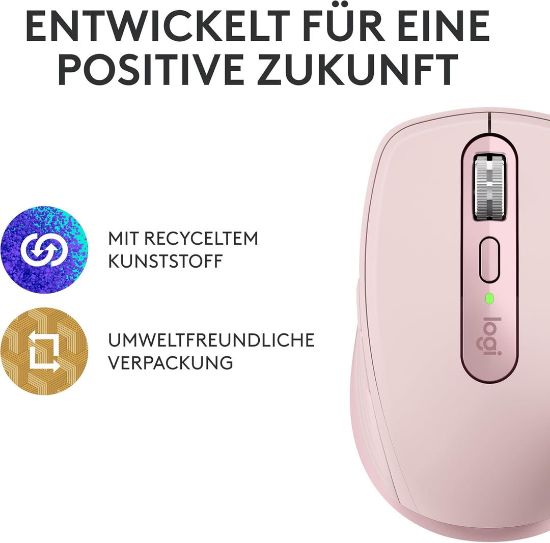 Logitech MX Anywhere 3S Compact Kabellose Maus, Fast Scrolling, 8K DPI Any-Surface Tracking, Quiet C
