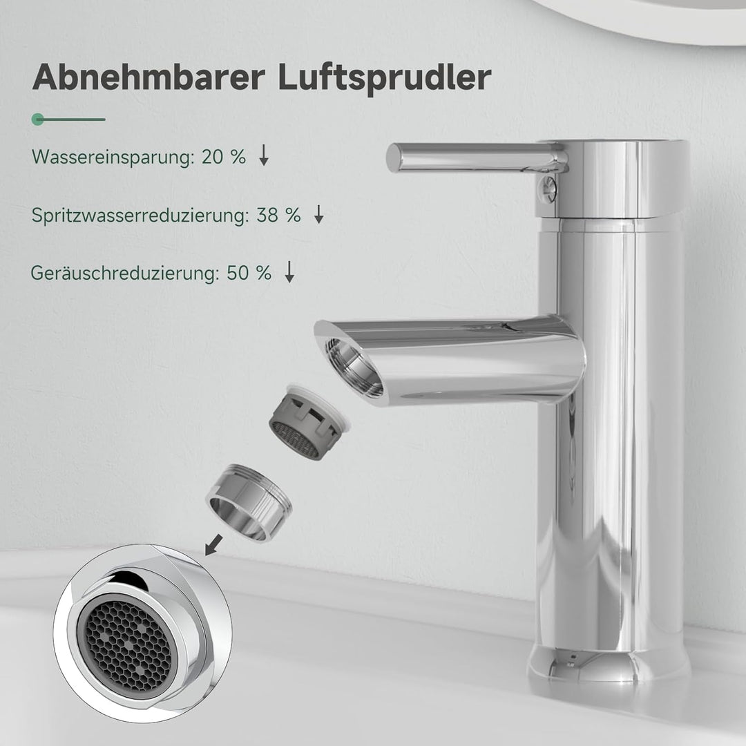Wasserhahn Bad Chrom, Messing-Waschbecken Armaturen, Einhebelmischer Waschbecken für Bad, Gäste-WC,